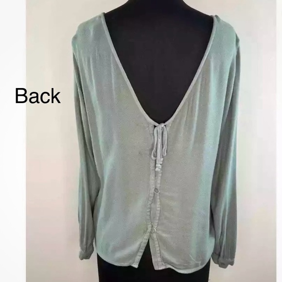 Cloth & Stone Anthropologie Sage Green Tie-Back Long Sleeve Top - Small - Picture 8 of 11